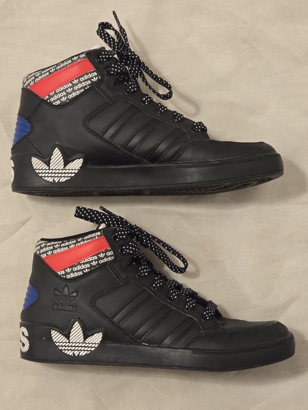 Adidas Black High-Top Sneakers with Red and Blue Accents Big Kids